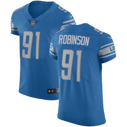 Nike Lions #91 A'Shawn Robinson Blue Team Color Men's Stitched NFL Vapor Untouchable Elite Jersey - Click Image to Close